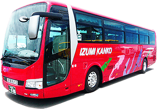 泉観光バス株式会社の赤いバスイメージ